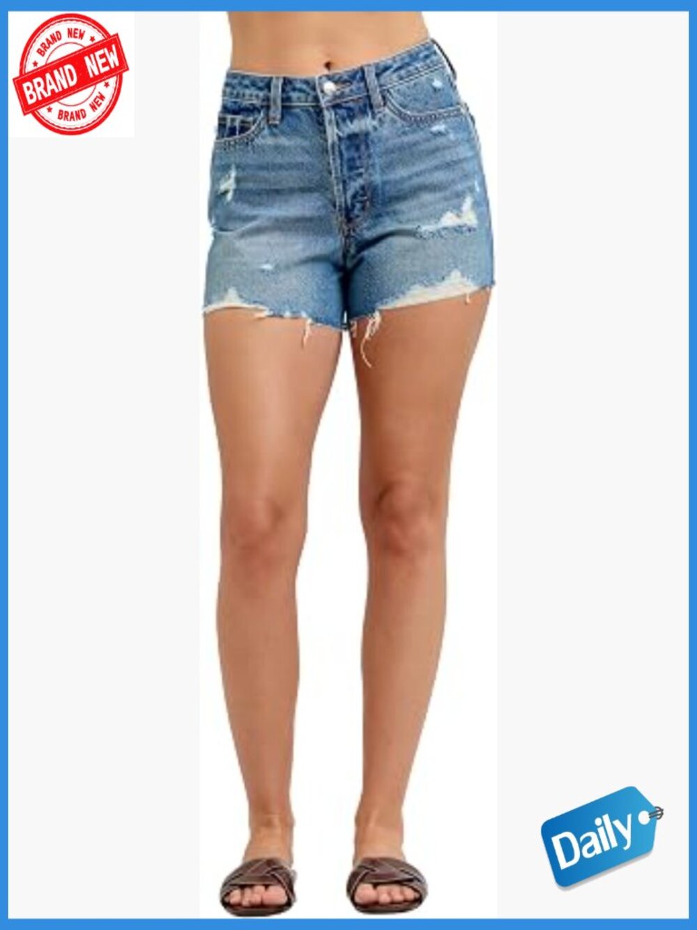 High Rise Fitted Jean Shorts with Zipper Closure